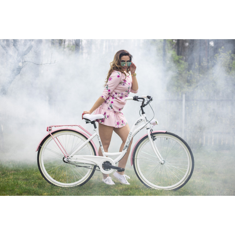 Dámsky retro bicykel 28" Lavida Kenda 3-prevodový Bielo-ružový